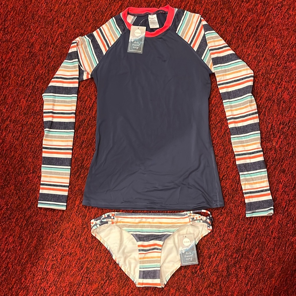Eidon Surf (xs) Parker Rashguard top and low rider bikin bottom